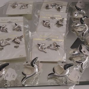NWT HUGE DESIGNER BEST DOLPHIN EARRINGS & PENDANT/